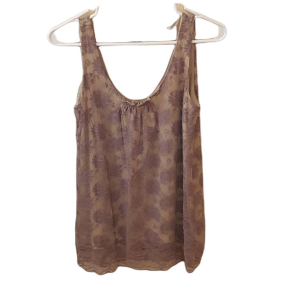 CAbi Tank Blouse Light Purple and tan